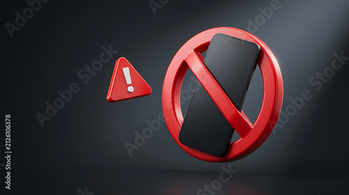 No Mobile Phone Sign Prohibited Smartphone Icon With Red Warning Alert Symbol