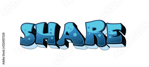 Blue Graffiti Share Typography Cartoon Text Effect Design for Social Media Marketing Audience Engagement and Online Content Promotion Transparent PNG Background