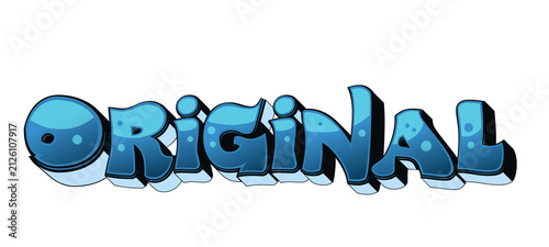 Bild auf Leinwand Blue Graffiti Original Typography Cartoon Text Effect Design Isolated on White B