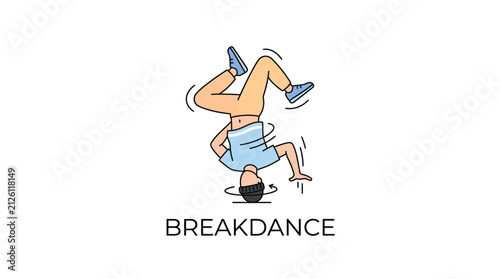 Obraz na plátne Young man doing headspin in breakdance style