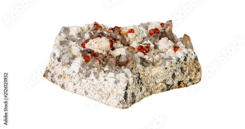 Cuadro en lienzo High-quality macro shot of orange Spessartine garnet with smoky quartz in matrix
