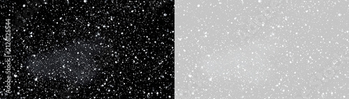 Bild auf Leinwand Falling snowfall effect texture overlay on black and transparent background