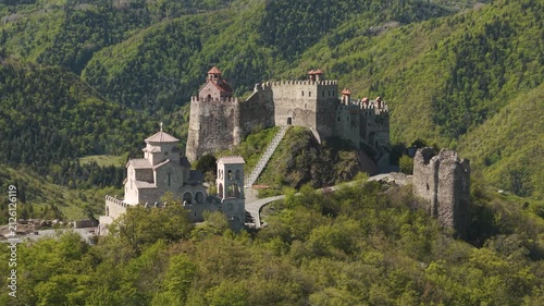 Aerial View of Mzovreti Monastery Complex in Georgia