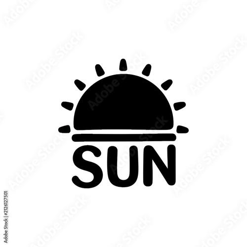 Rising sun symbol with bold text for weather concepts