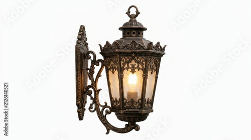 Vintage style outdoor wall lantern lamp isolated on white background