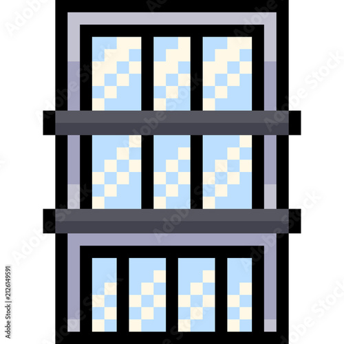 pixel art of modern building office