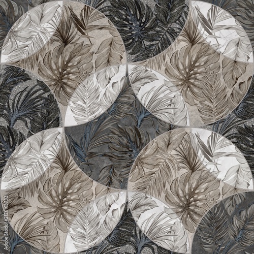 Modern Geometric Seamless Tile Pattern collection with Wood, Marble, and Concrete Textures for Interior Floor and Wall Design. High-resolution seamless geometric tile pattern background 