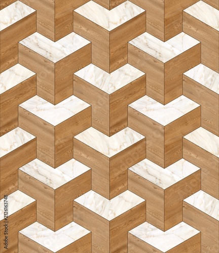 Modern Geometric Seamless Tile Pattern collection with Wood, Marble, and Concrete Textures for Interior Floor and Wall Design. High-resolution seamless geometric tile pattern background 