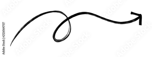 Black hand drawn squiggly line with arrow end isolated, PNG background