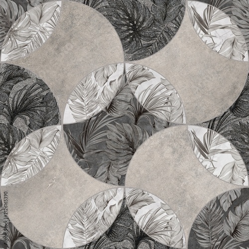 Modern Geometric Seamless Tile Pattern collection with Wood, Marble, and Concrete Textures for Interior Floor and Wall Design. High-resolution seamless geometric tile pattern background 