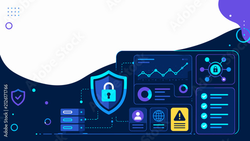 Foto Digital dashboard shows security systems in operation