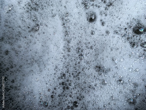 Quadro su tela White soap suds and water bubbles texture macro background