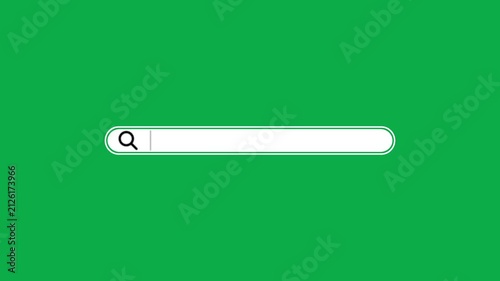 Search bar interface animation with blinking cursor on green screen background
