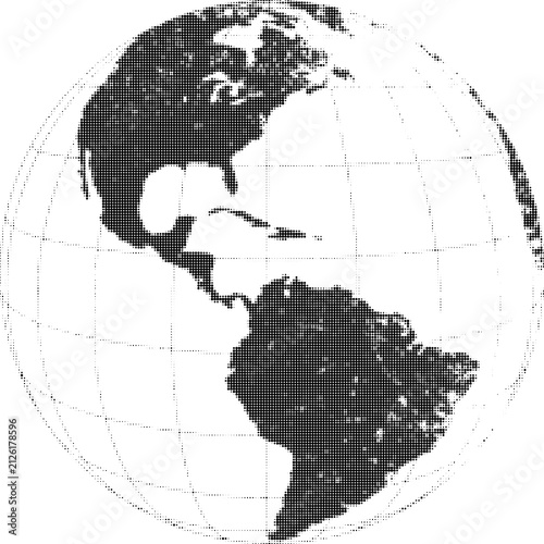Globe map of the americas