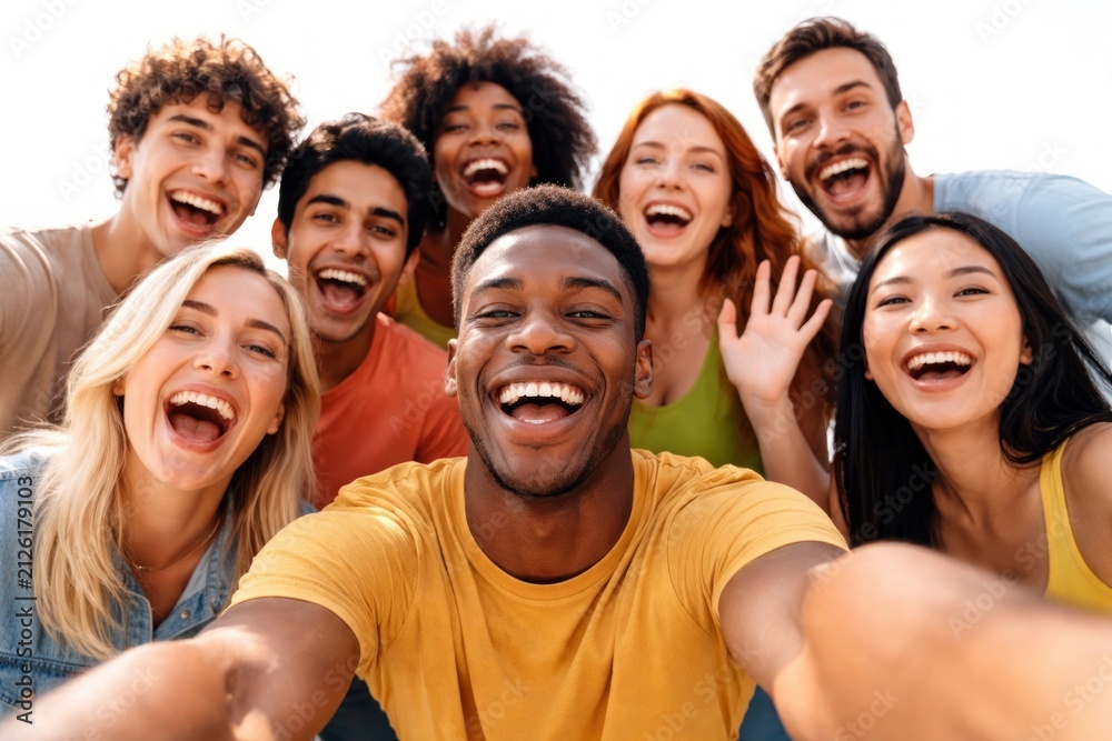 Obraz premium Diverse group joyfully smiling together.