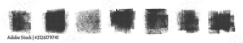 Set of halftone grunge brush strokes, vector design elements