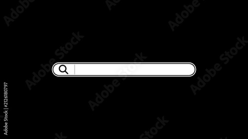 Minimalist search bar interface animation with blinking cursor on black background