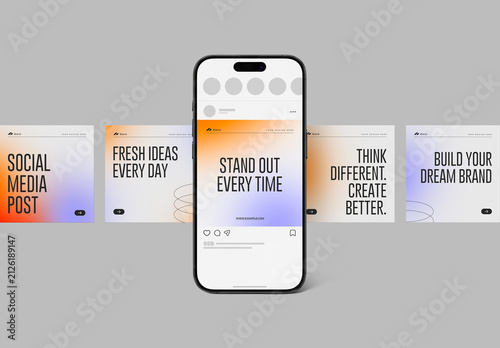 Social Media Carousel Post Mockup on Mobile Phone Screen