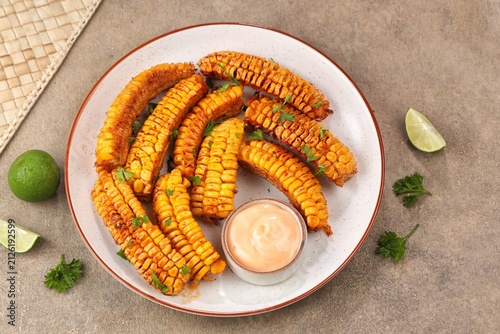 Corn ribs are processed grilled corn that is shaped like ribs.