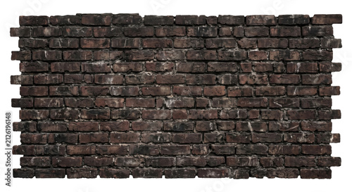 Bild auf Leinwand Weathered dark brick wall texture with visible mortar and imperfections