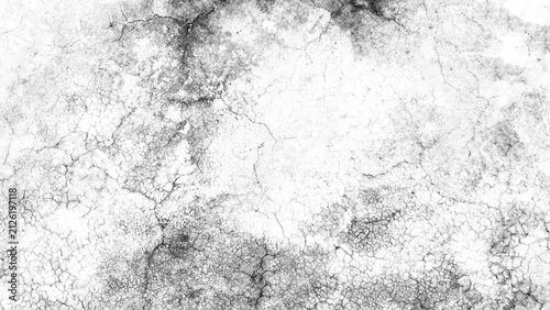 Grunge black and white cracked concrete wall texture background for design overlay