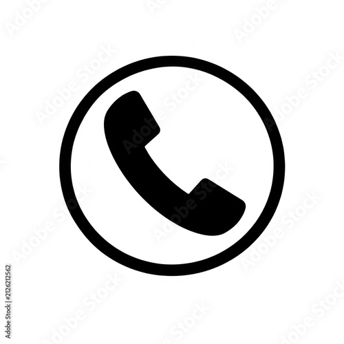 Black phone icon inside a circle on a white background.