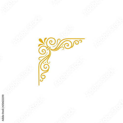 Elegant golden vintage corner flourish isolated on transparent background