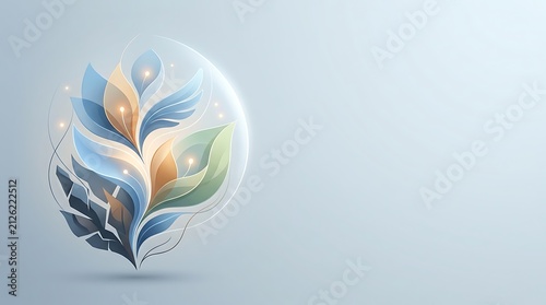 Elegant abstract botanical design with glowing elements