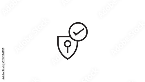 Shield protection icon with checkmark symbol indicating verified security and safe access