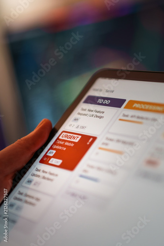 Digital Tablet Urgent Task Kanban Board