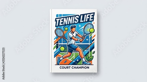 Book cover featuring a dynamic tennis player on a court