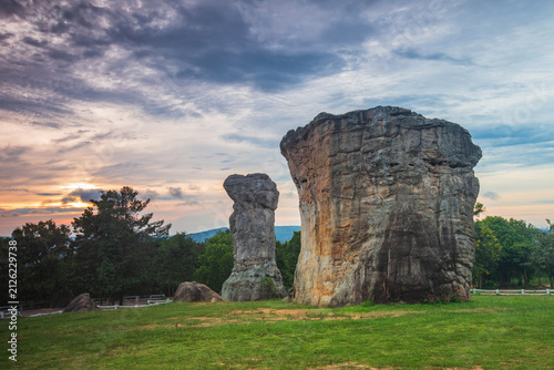 The strange of rock pillars in MorhinKhaw Chaiyaphum  province, Thailand.