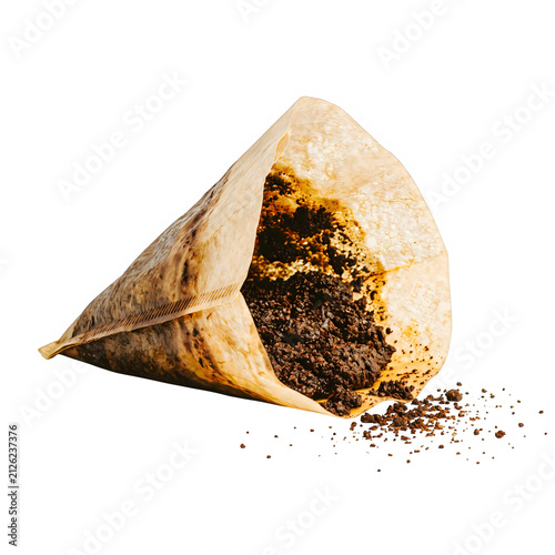 Ground Coffee in Paper Filter Isolated Transparent PNG