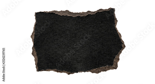 Cuadro en lienzo Roughly torn black paper fragment with textured surface and frayed edges