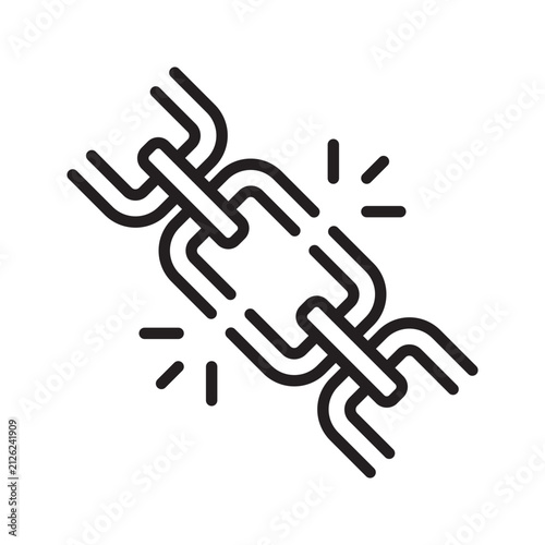Broken Chain Link Line Icon Supply Chain Disruption