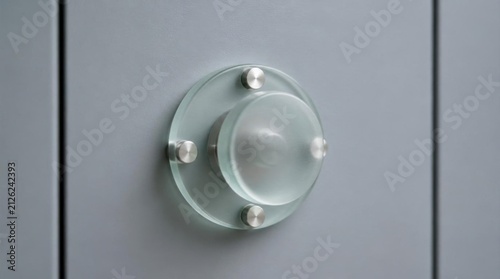 Frosted Glass Door Knob on Modern Grey Panel