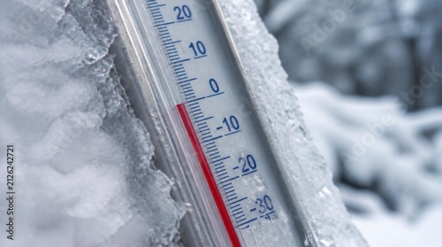 Cold Thermometer Embedded in Snow