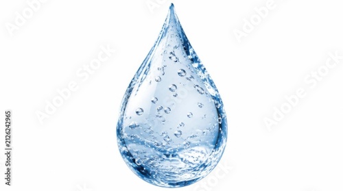 Clear Blue Water Drop Isolated on White Background