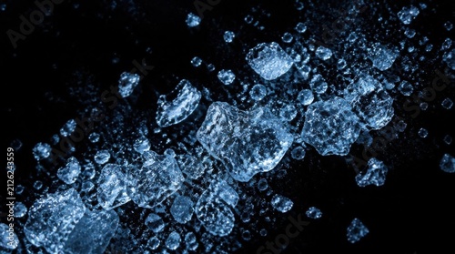 Cold Blue Ice Crystals in Dark Background