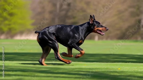 A Doberman came sprinting over