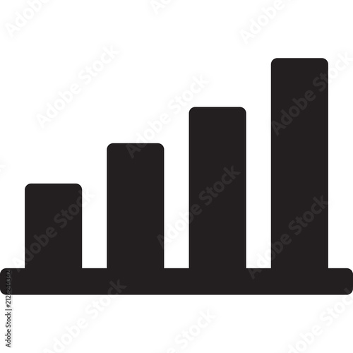 Black bar chart icon isolated on white background rising graph growth symbol