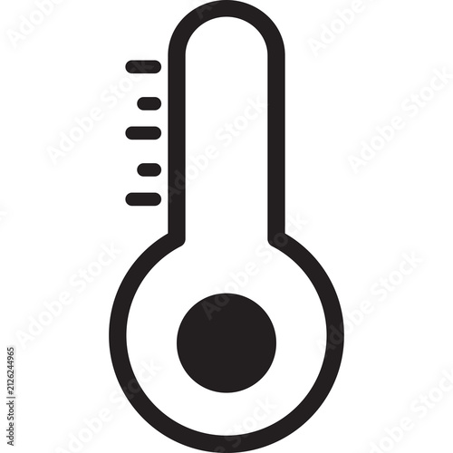 Black thermometer line icon isolated on white background temperature measurement symbol