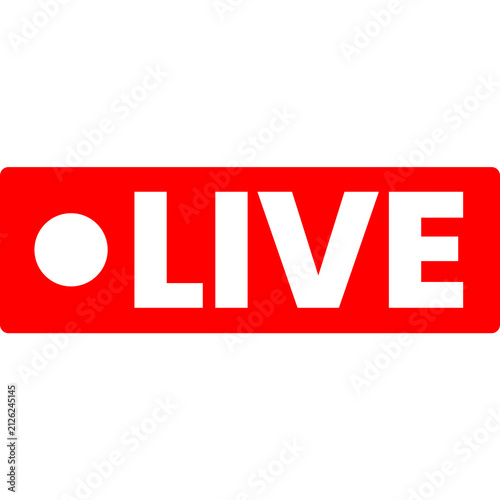 Red Live Streaming Rectangular Badge Button Vector Isolated
