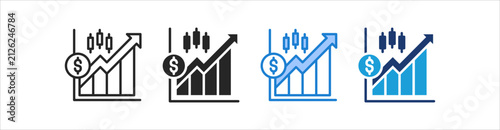 Stock Market Icon Set Multiple Style Vector Collection