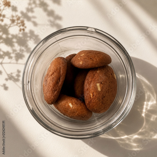 cookies inside the jar bottle glass top view