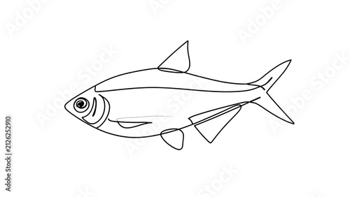 Line drawing of a fish on white background.