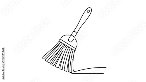 Simple broom illustration on white background.