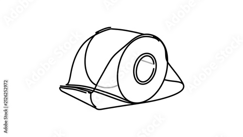 Roll of tape on white background.