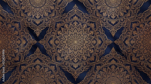 Luxury gold damask pattern background. Elegant ornate floral wallpaper texture design.