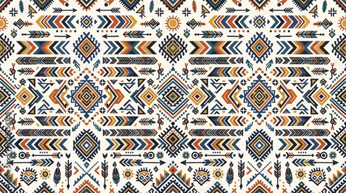Tribal geometric seamless pattern. Ethnic boho style background with arrows and diamonds.